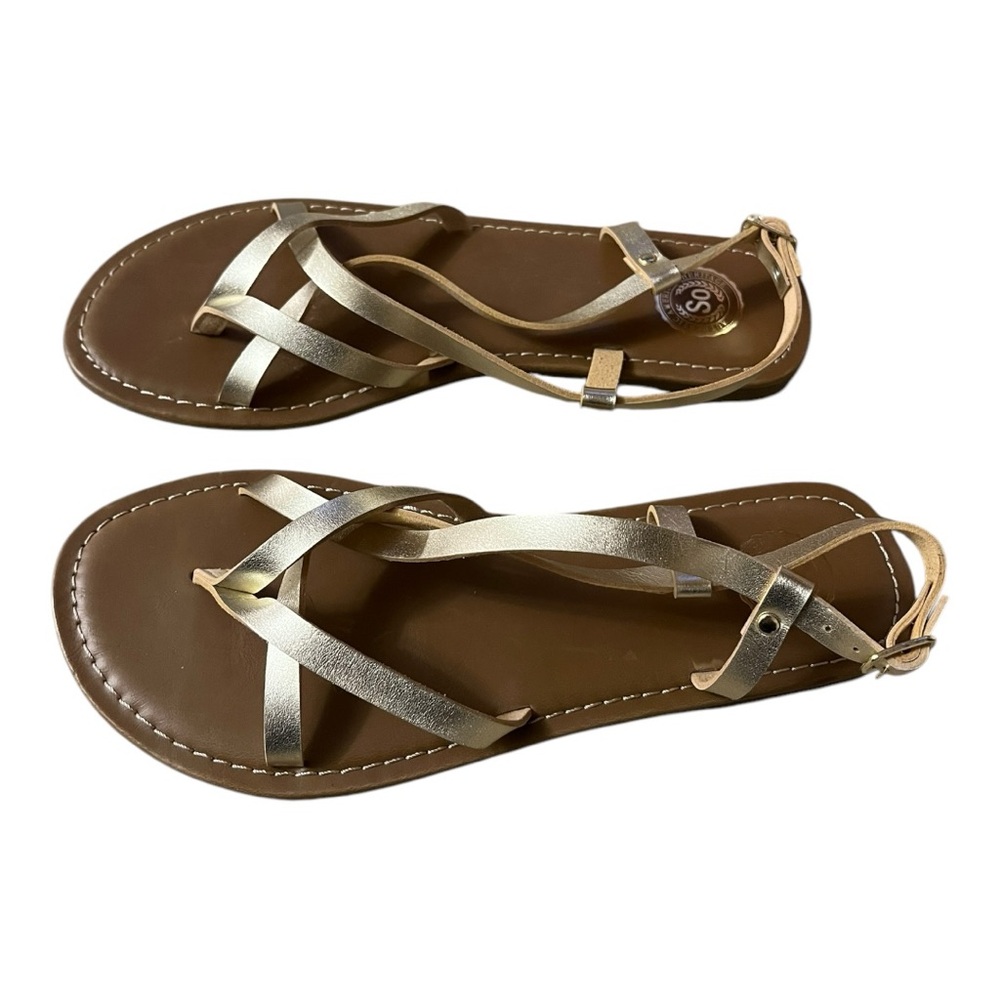 SO brand gold straps flat sandals from Kohl’s